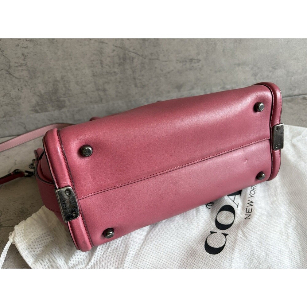 Authentic Coach Swagger 27 Pink Top Handle Leather Satchel Handbag Crossbody Bag - Picture 3 of 6